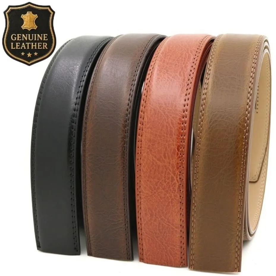 DOBEL JAHITAN GENUINE LEATHER Kulit Asli Tali sabuk ikat pinggang gesper model rel otomatis men belt ada big size jumbo 150 cm