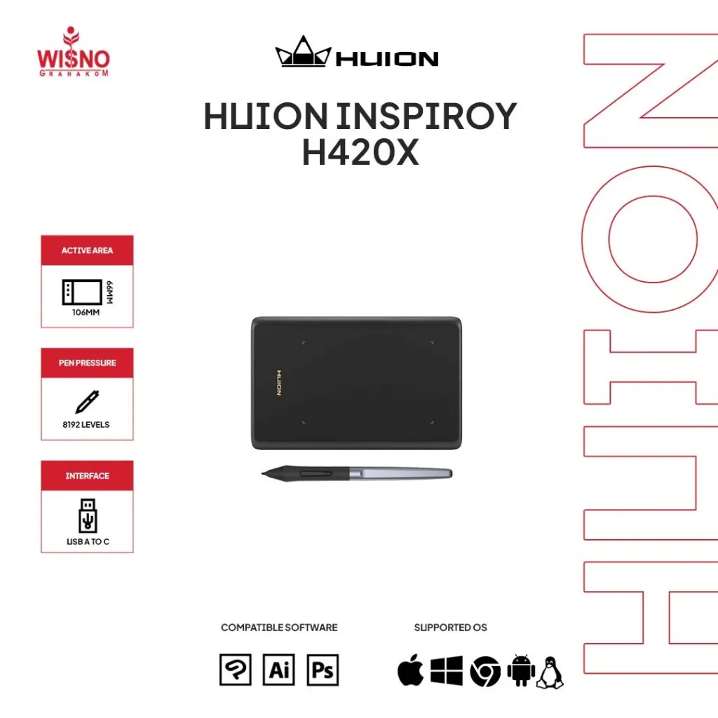 Huion Inspiroy H420X Drawing Pen Tablet Digital Graphics OSU Gaming
