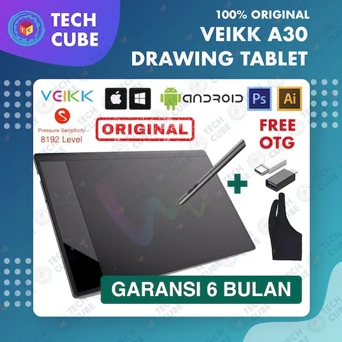 VEIKK A30 Digital Graphic Drawing Pen Tablet untuk Gambar Menggambar Alt A50 S640 VK640
