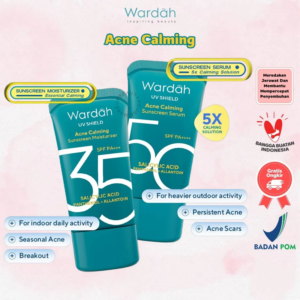 WARDAH UV Shield Acne Calming Sunscreen Serum SPF 50 PA++++ | SPF 35 PA+++