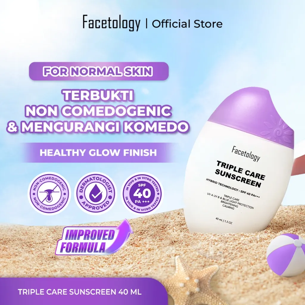 [Exclusive] Facetology [IN VIVO & NON COMEDOGENIC SUNSCREEN TESTED] Triple Care Sunscreen SPF 40 PA+++ 40ML