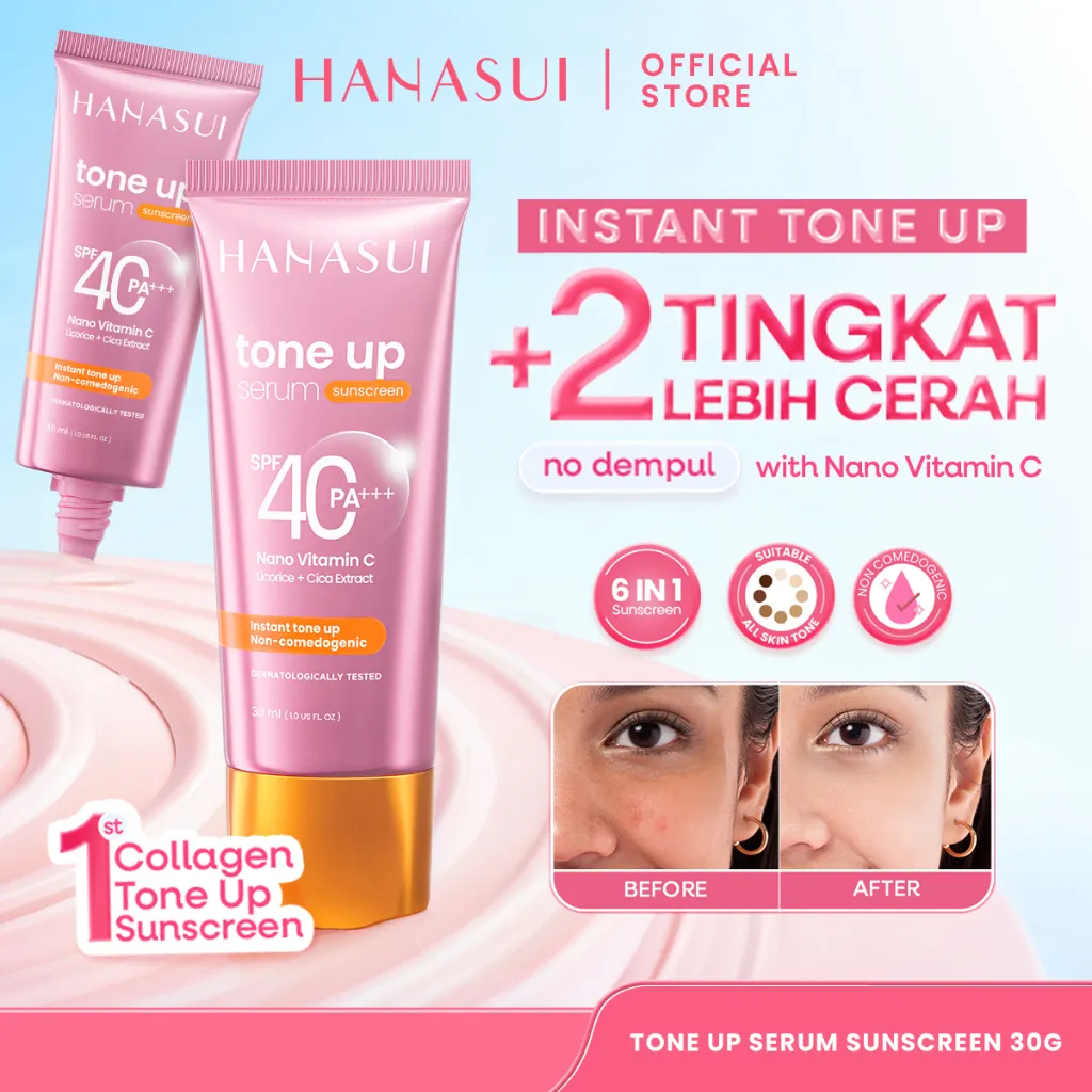 [NEW LAUNCH] Hanasui Tone Up Serum Sunscreen - Ringan Instant Mencerahkan Tanpa Dempul, UV Protection, Non Comedogenic