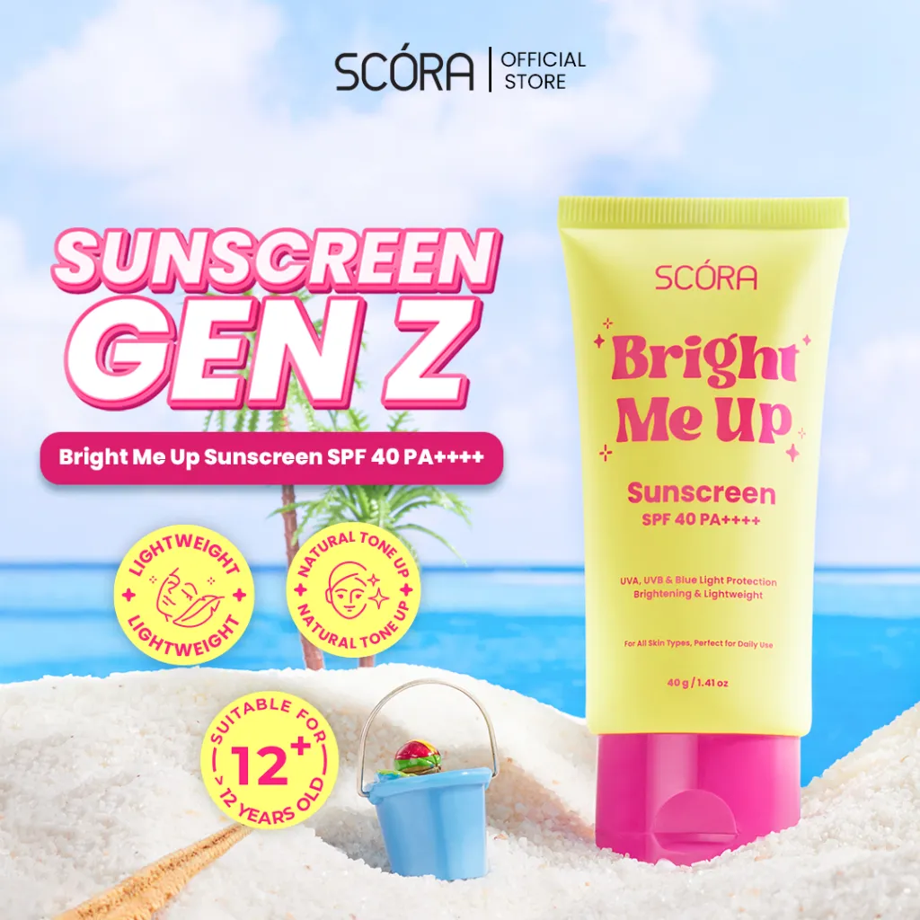 SCORA Bright Me Up Sunscreen 40 gr Sunblock Mencerahkan Melindungi UV Menyerap
