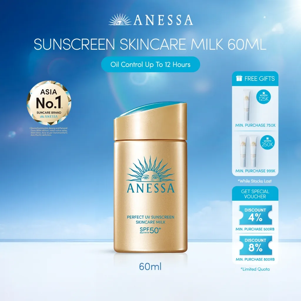 Anessa - Perfect UV Sunscreen Skin Care Milk SPF 50+ PA++++ 60ml - Sunscreen Kulit Normal / Berminyak