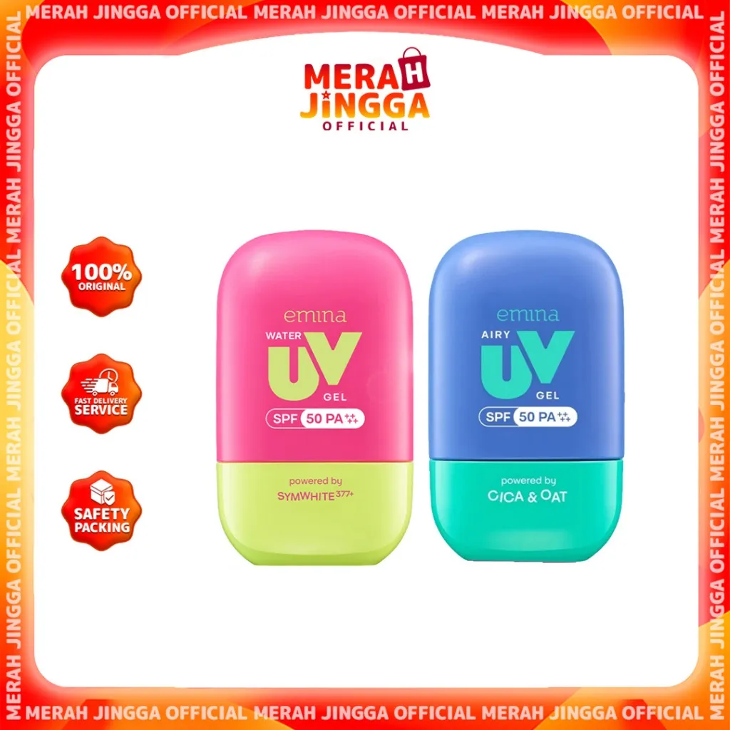 Emina UV Gel Sunscreen SPF 50 PA++++ Series Emina Airy UV Gel Emina Water UV Gel | Merah Jingga