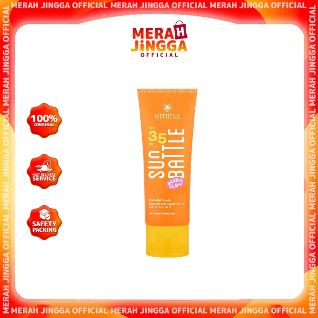 Emina Sun Battle Bright Glow SPF 35 PA+++ - Sunscreen Wajah | Merah Jingga Official