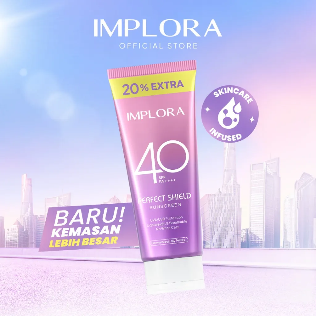 Implora Perfect Shield Sunscreen SPF 40 PA++++ | Sunblock Wajah | Hyaluronic Acid Extract | Sunscreen Melembapkan