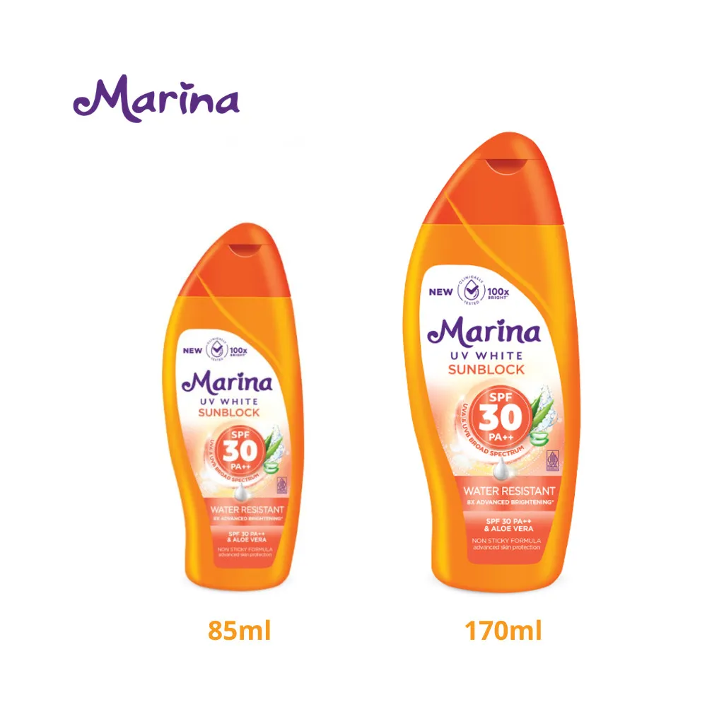 marina uv white sunblock spf 30 pa++ 85ml 170ml