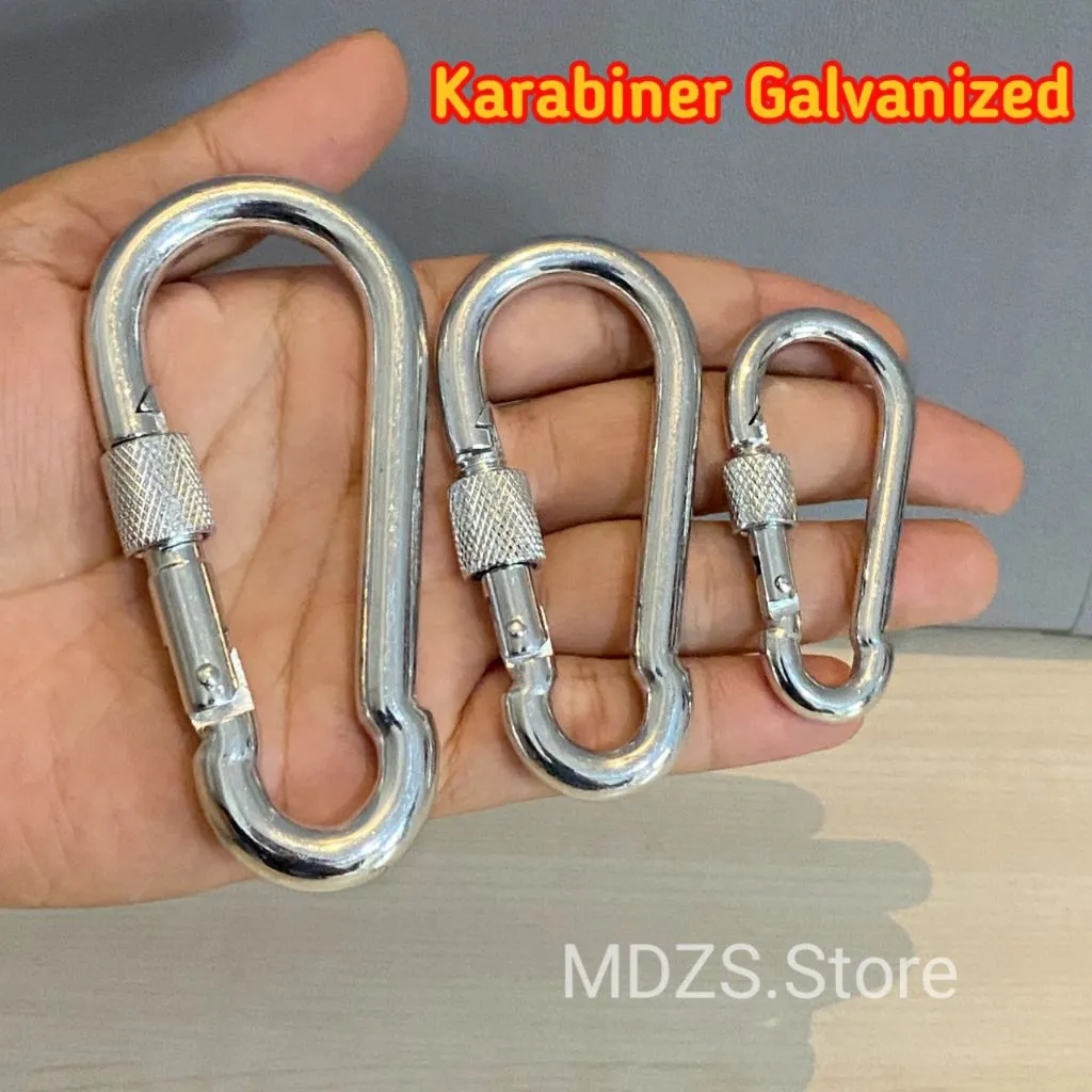 Karabiner Nut Besi Baja Super Kuat Ukuran 6MM 8MM 10MM Karabiner Galvanished