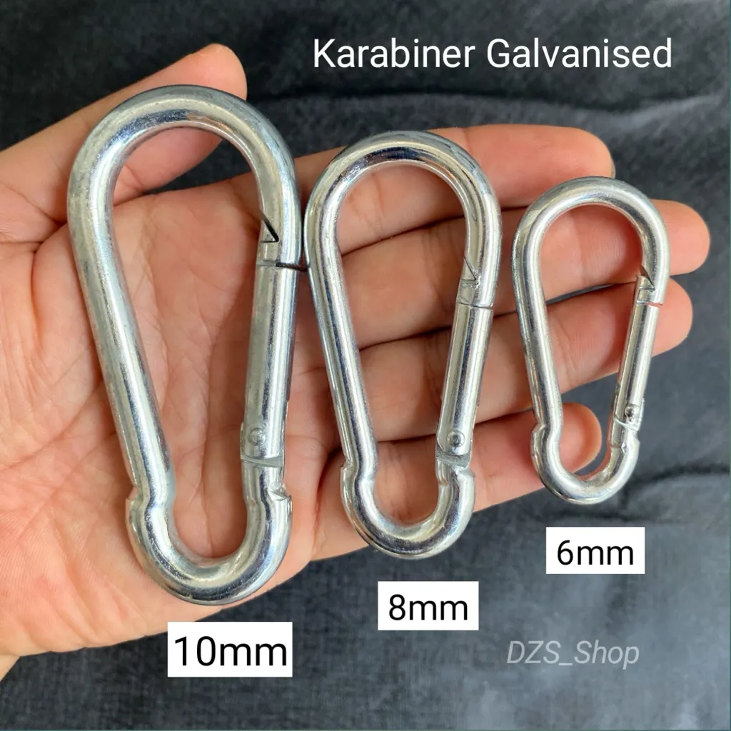 Karabiner Glavanized Besi Baja Super Kuat Ukuran 6mm 8mm 10mm - Polos