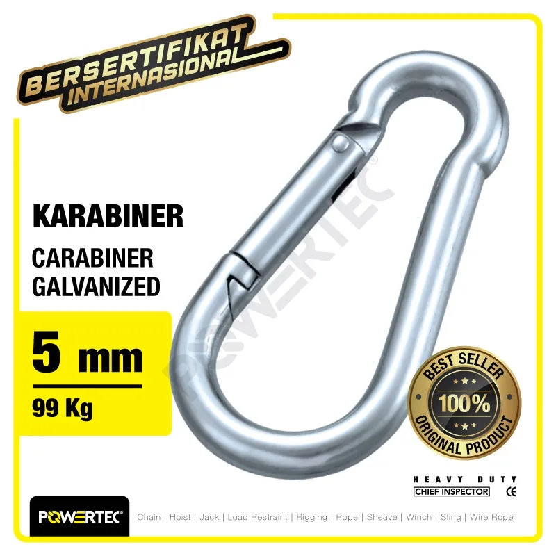 POWERTEC Carabiner / Karabiner Galvanized - 5mm