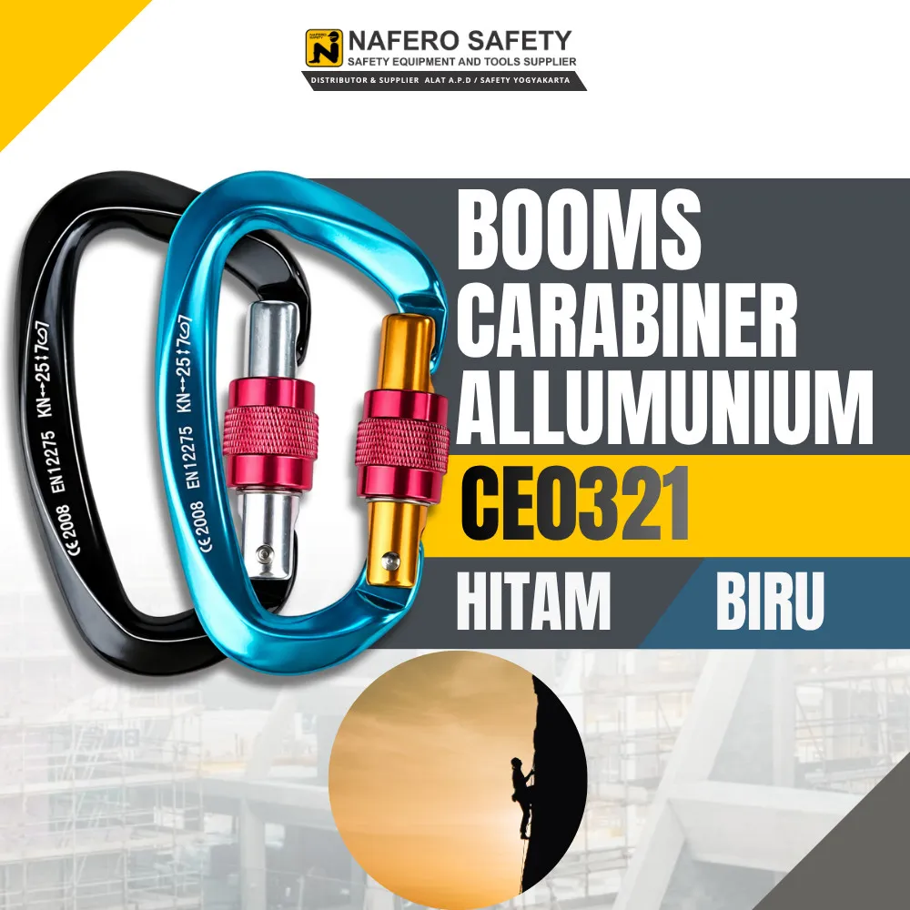 Karabiner Aluminium Professional Heavy Duty Locking Carabiner CE0321 black n BLUE BOOM