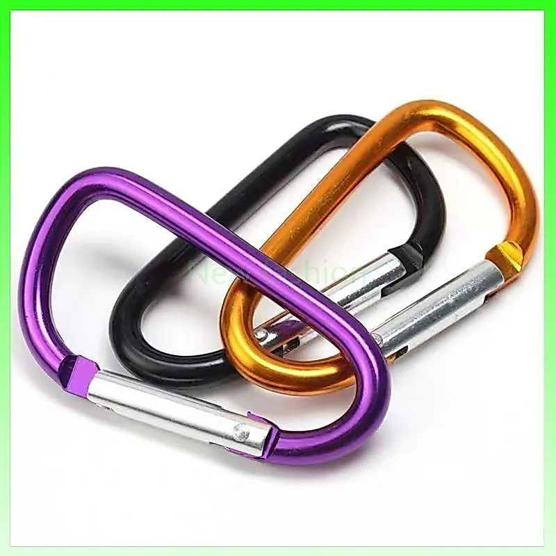 karabiner aloi aluminium/gantungan kunci kait pegas karabiner aloi aluminium berlapis krom bentuk 5d