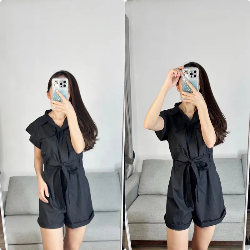 ribbon jumpsuit wanita / odysee jumpsuit premium / cotton overall wanita casual celana pendek / pocket jumpsuit wanita K740