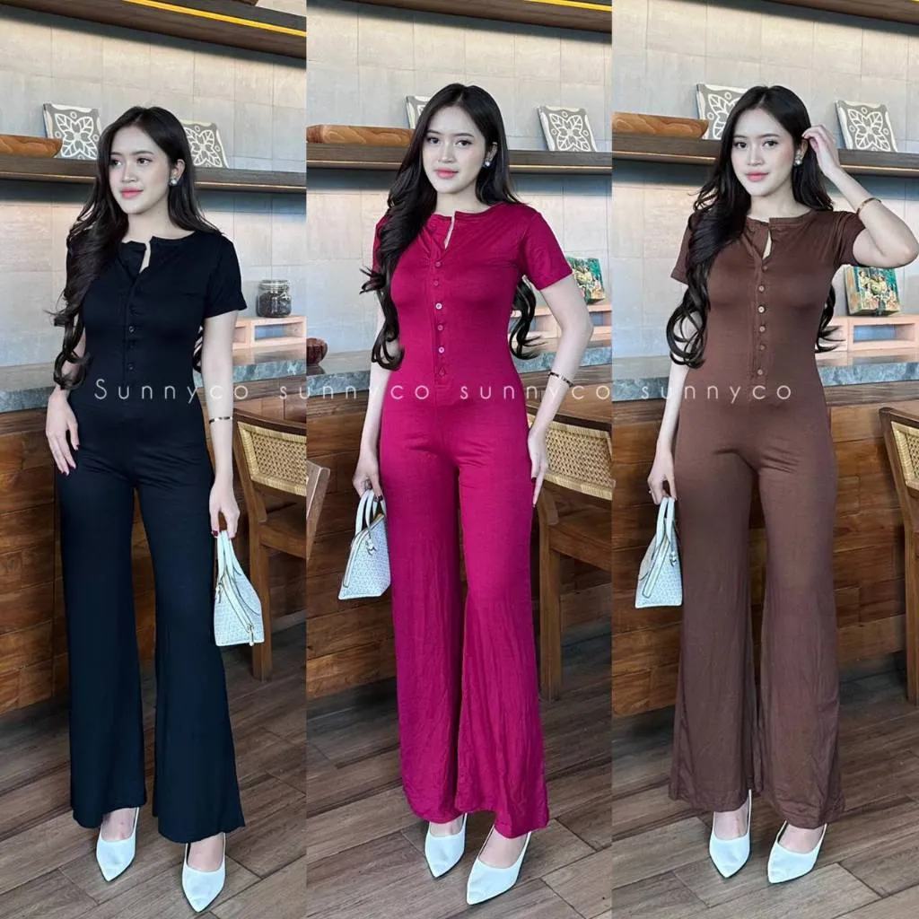 RAINA JUMPSUIT PANJANG WANITA / JUMPSUIT KANCING SPANDEKS