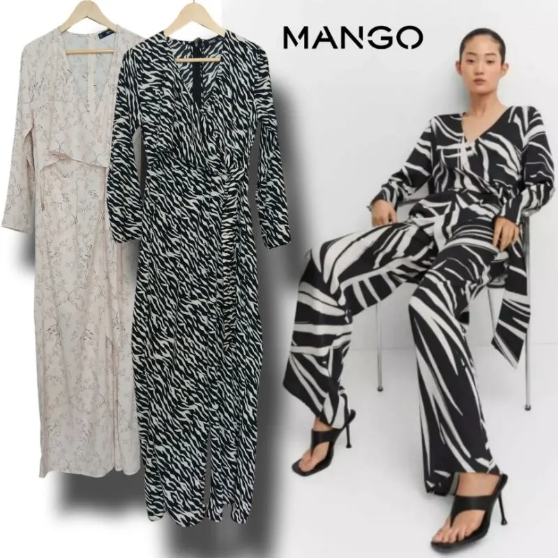 Printed wrap jumpsuit MNG wanita dewasa new original(size XS,S,M,L)