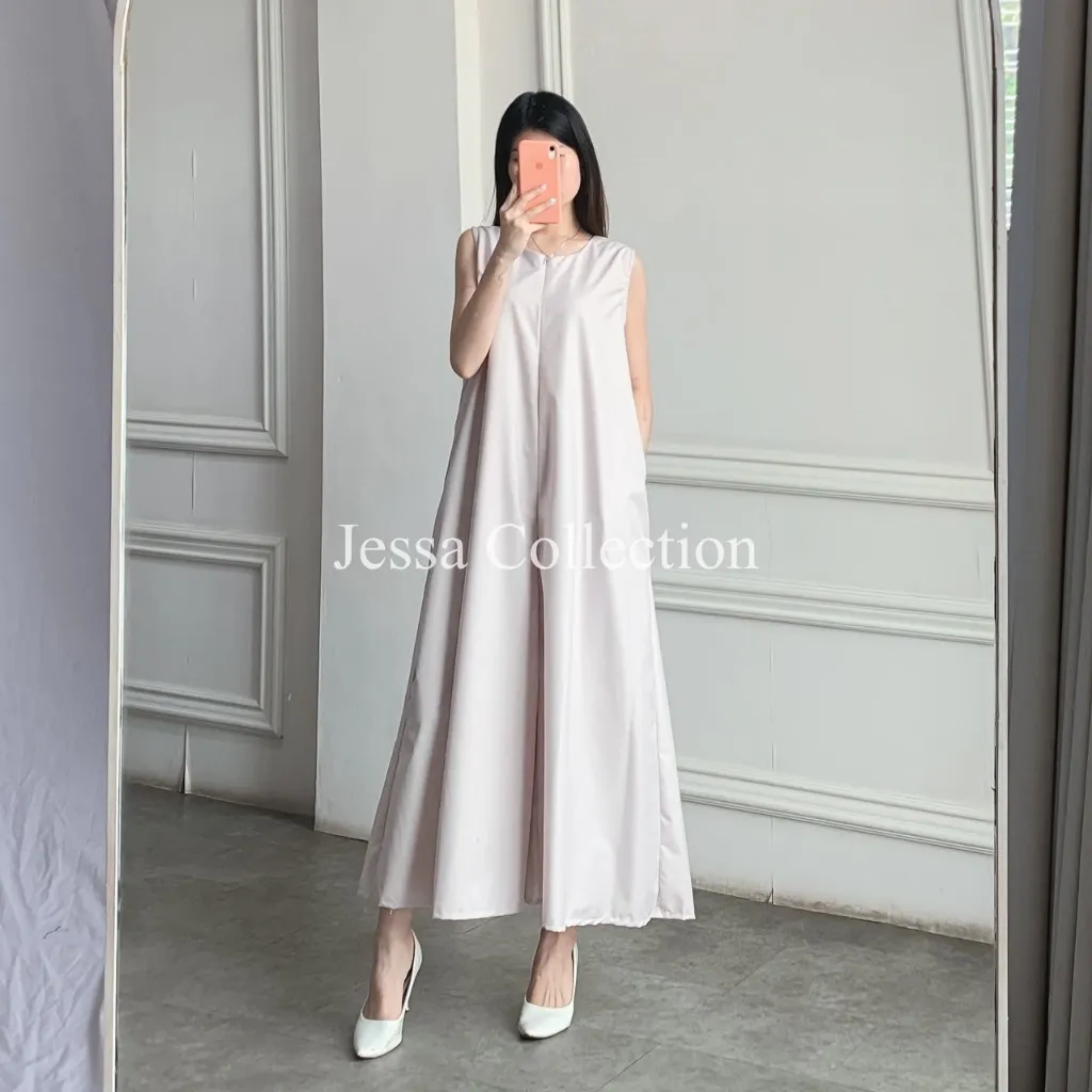 Lola Jumpsuit TH 1244 / 1254 COTTON Overall Panjang Wanita Sleeveless Casual Motif Polos Simple Baju Santai Tanpa Lengan