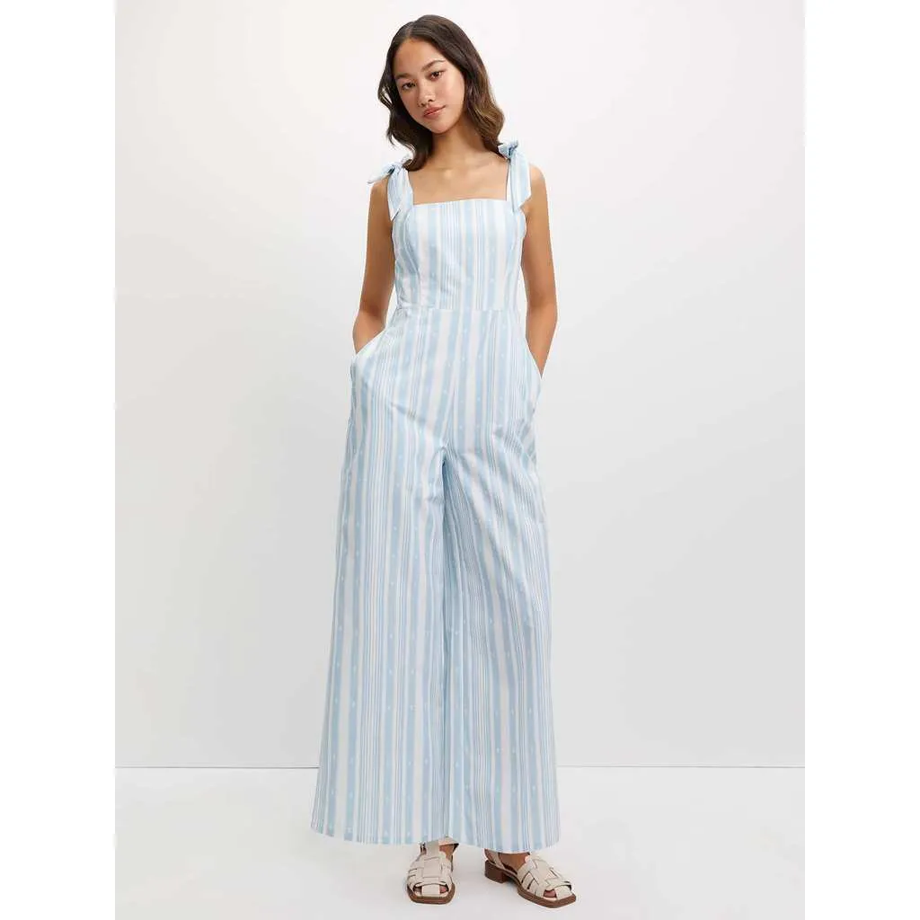 Pomelo. Logo Print Stripe Jumpsuit - Blue