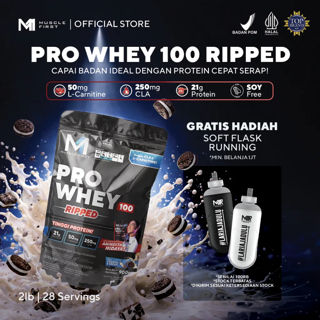 [Anindita Hidayat Collaboration] MUSCLE FIRST Pro Whey 100 Ripped 2lbs/900gr - Fat Burner Whey Protein with L-Carnitine, CLA & Green Tea Extract