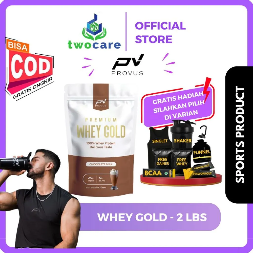 Provus Premium Whey Gold 2 lbs 900 gram 100% Whey Protein Concentrate