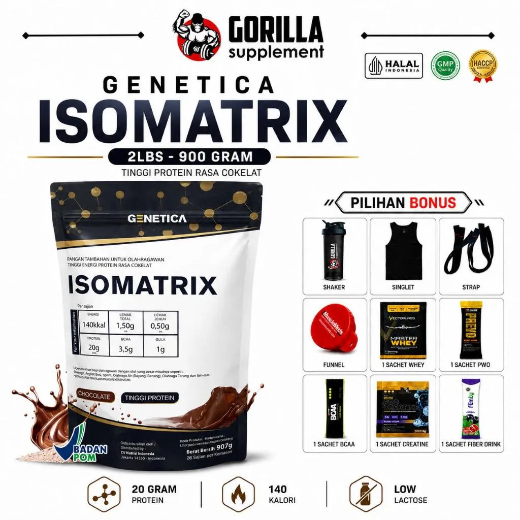 GENETICA ISOMATRIX 2lbs Whey Protein Isolate Matrix BPOM HALAL