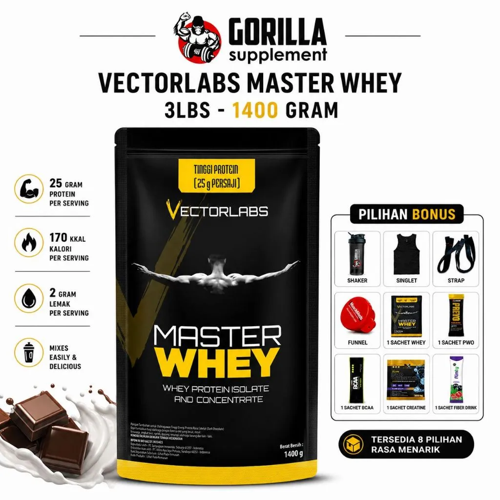 Vectorlabs Master Whey 3lbs 1400 Gram Whey Protein Suplemen Fitness