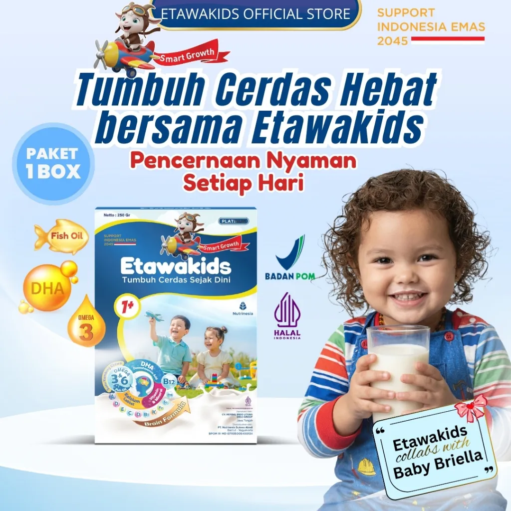 Etawakids Susu Kecerdasan Anak dengan DHA, Omega 3 & 6, Whey Protein, Vitamin & Mineral 1 Box