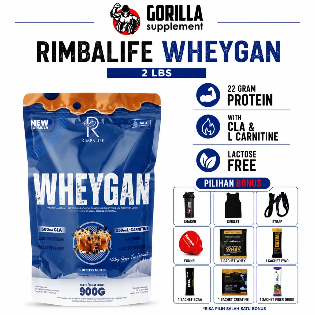 RIMBALIFE Wheygan 2 lbs 900 gram Vegan Pea Plant Protein Rimba Susu Whey Protein