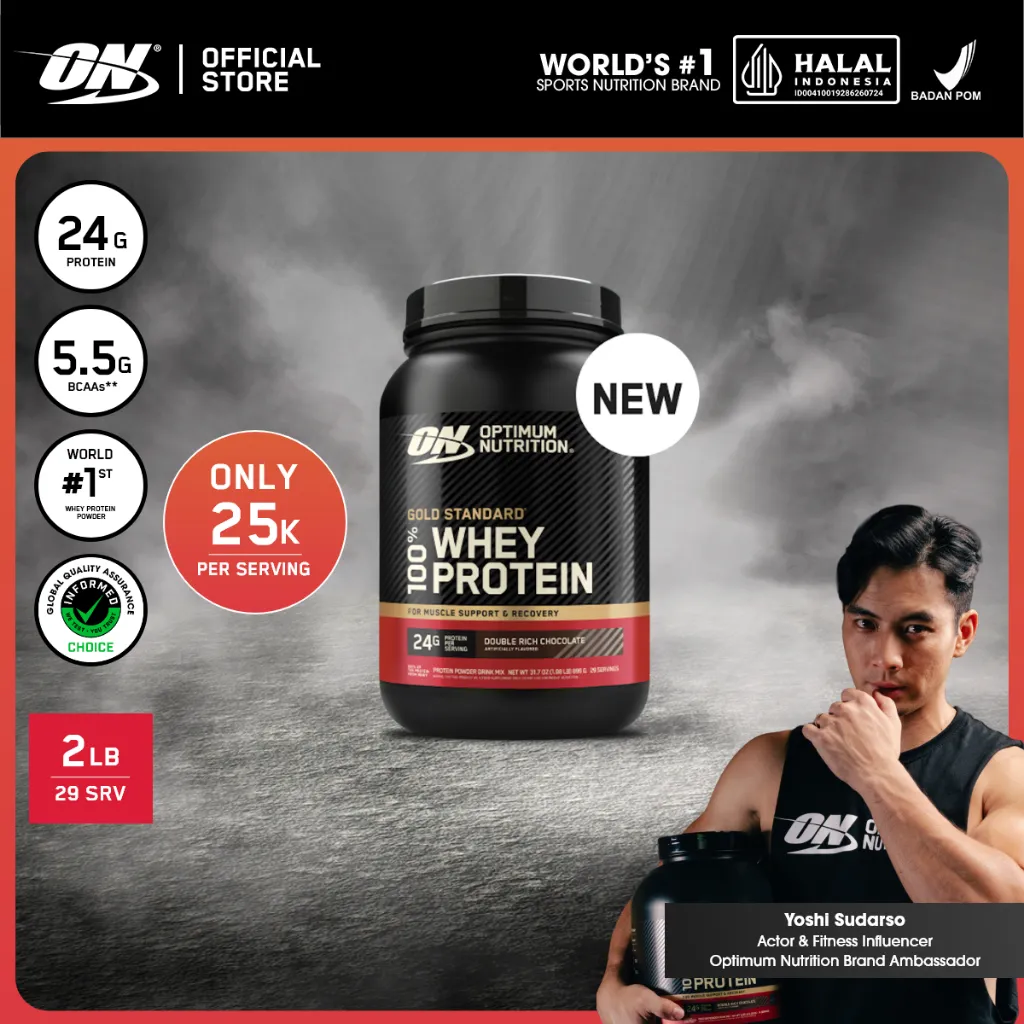 Optimum Nutrition Gold Standard 100% Whey Protein 2 lbs | Primary Source Isolate - Susu Protein / Powder / Suplemen / Gym / Muscle Protein