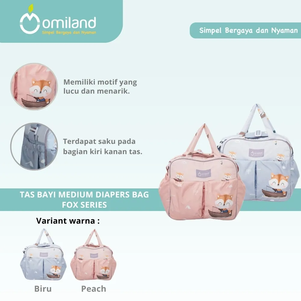 Omiland Tas Perlengkapan Bayi/Diaper Bag Ukuran Sedang/Medium Fox Series OT03051 OT03052