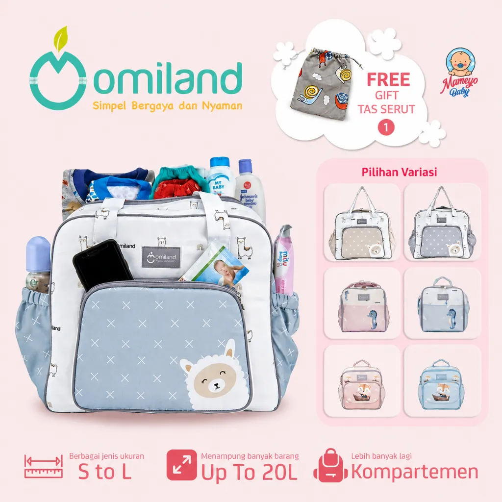 Tas Bayi Omiland Tas Multifungsi Tas Selempang Diaper Bag Besar Medium Kecil Banyak Kantong Mommy Bag