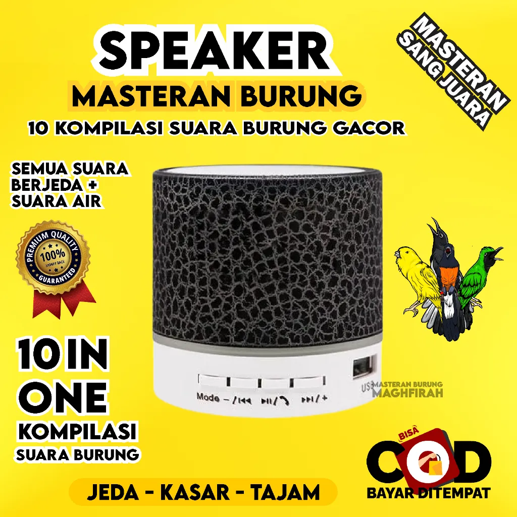 Speaker Masteran Burung MP3 JUARA KOMPILASI 10 LAGU IN ONE SPEAKER LED MINI