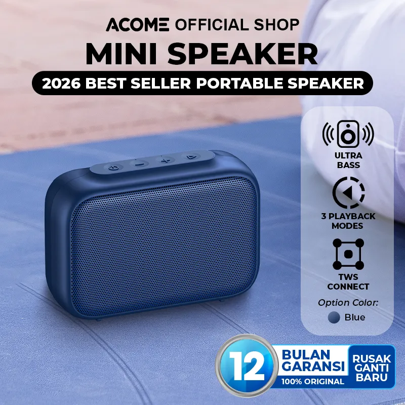 [BISA COD] ACOME Speaker Mini Bluetooth 6.0 Super Ultra Bass High Power Portable TWS A1 SENSE