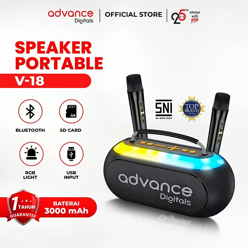 Advance Speaker Portable Bluetooth Mini Karaoke Bonus Mixrophone V-18