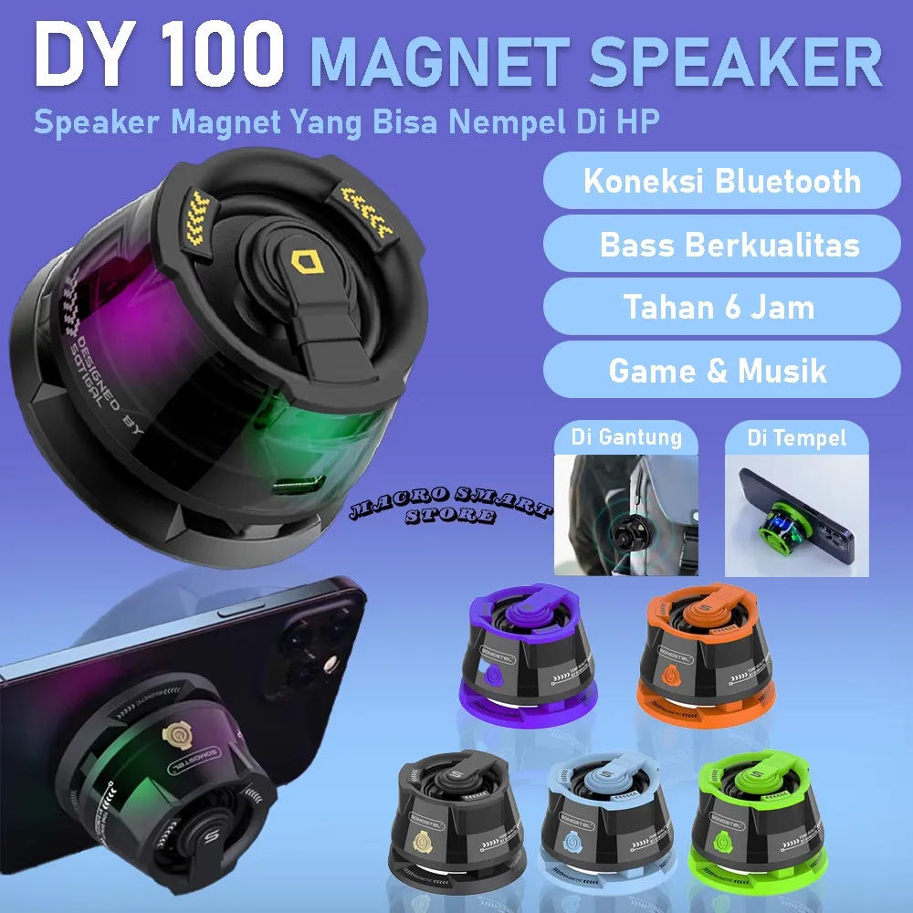 DY100 Speaker Magnet Bluetooth Portabel Mini Suara Jernih LAMPU RGB LED Waterproof