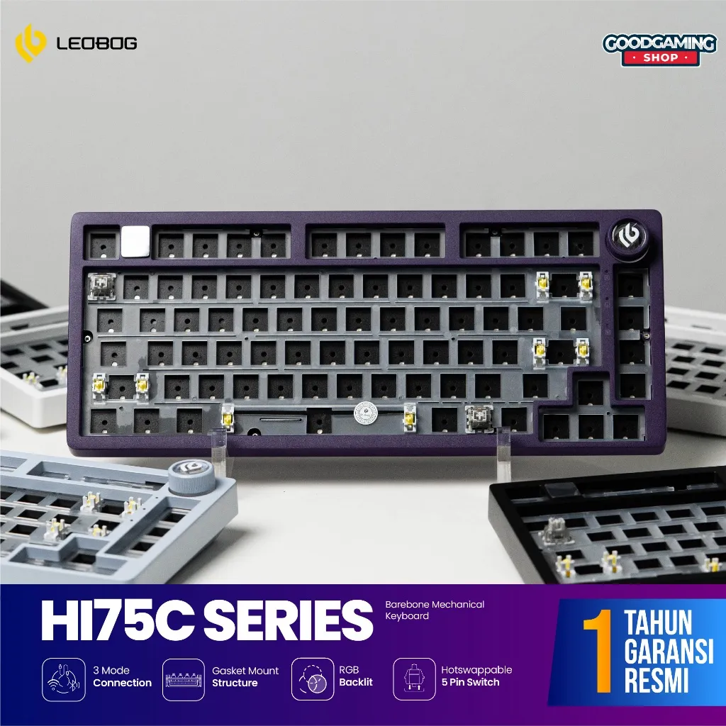 LEOBOG HI75C PRO | HI 75 C PRO Aluminum Barebone Three-mode Wireless Mechanical Keyboard 75% Hot swappable PP Plate RGB Custom Gaming Keyboard with Knobs
