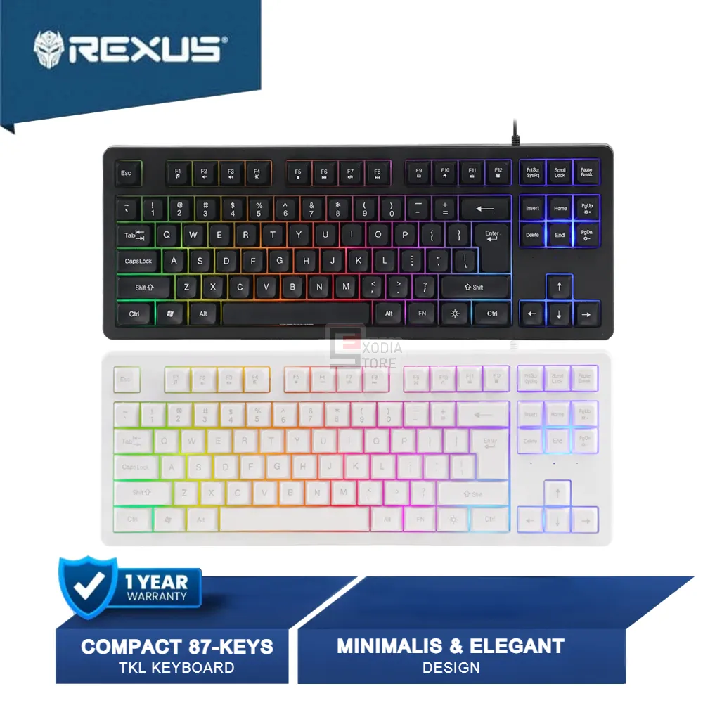 REXUS Fortress K9G RGB Gaming Keyboard TKL 87-Keys 3 mode LED Rainbow RGB Garansi Resmi 1 Tahun