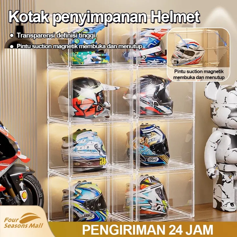 [COD] Ukuran Ekstra Besar Kotak Penyimpanan Helm Transparan Akrilik Penyimpanan Tas Tangan Pengatur Penyimpanan Mainan Kotak Transparan Rak Helm Susun Multifungsi