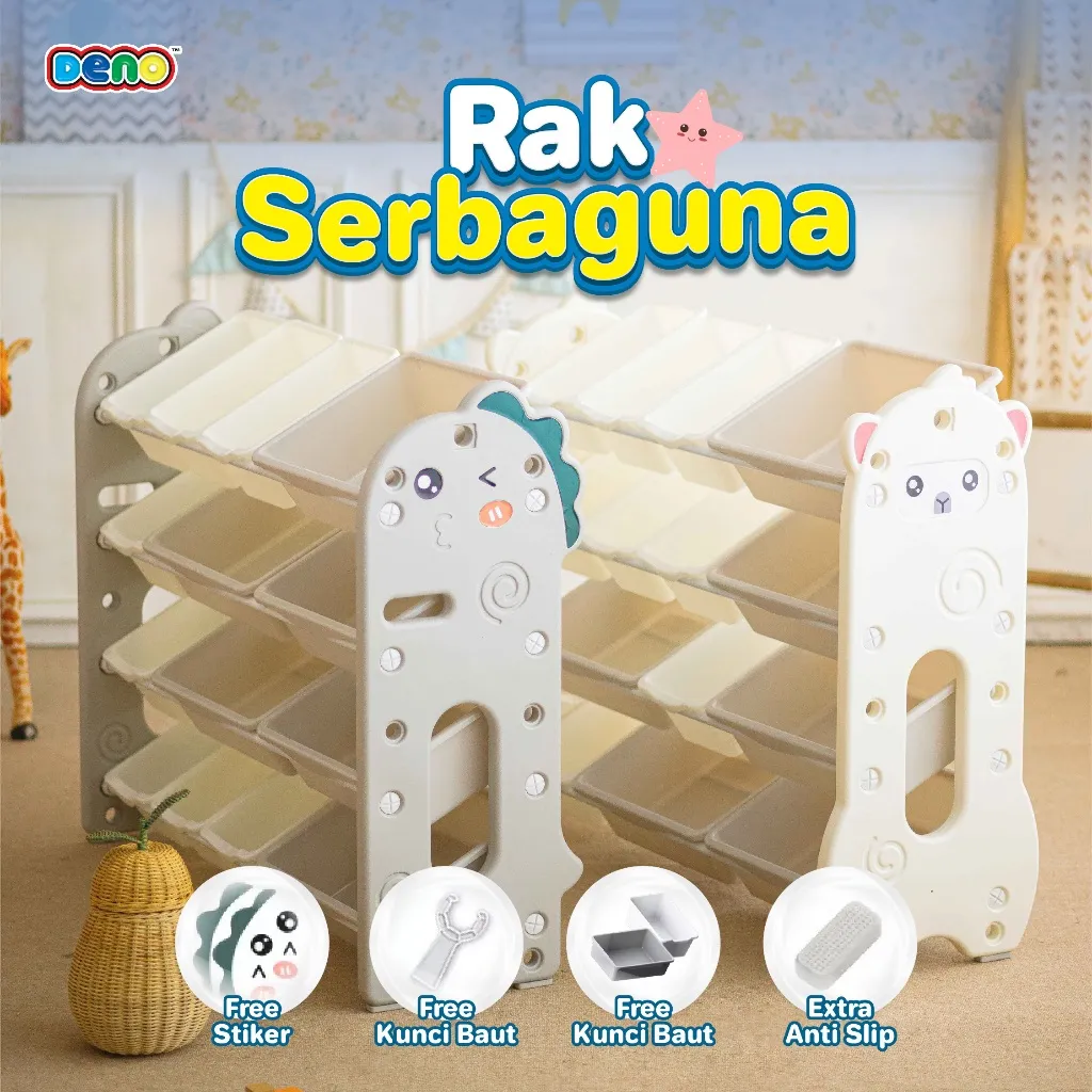 DENO Rak Lemari Serbaguna Rack Shelf Organizer Rak Mainan Anak Karakter Lucu Penyimpanan Storage Toys Serbaguna
