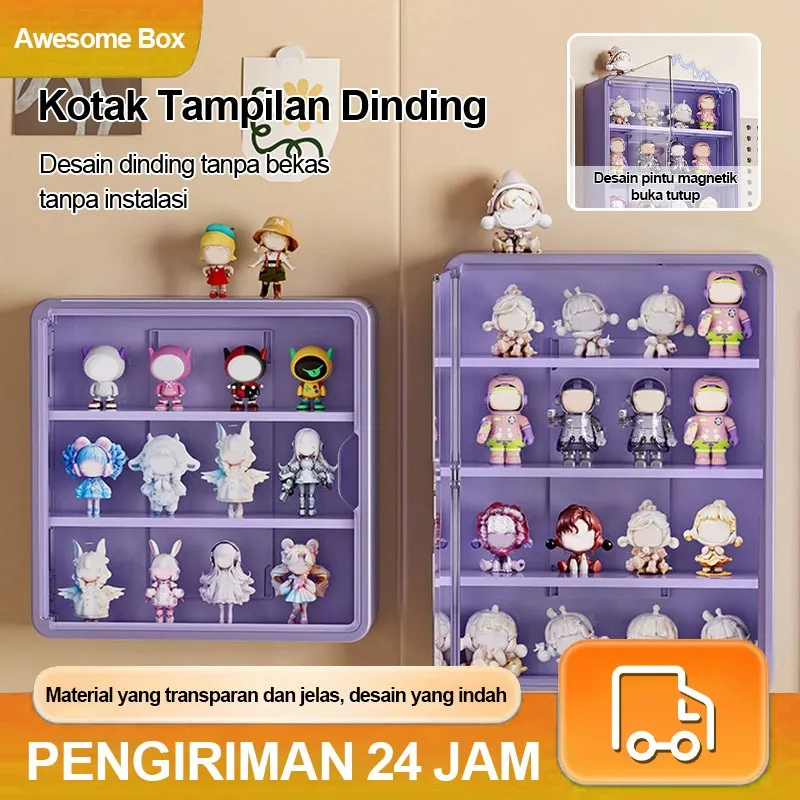 Rak Pajangan Mainan Gantung Pajangan Action Figure Kotak Balok Bangunan Stiker Dinding Seri Blind Box Magnetik - Kotak Pajangan Koleksi