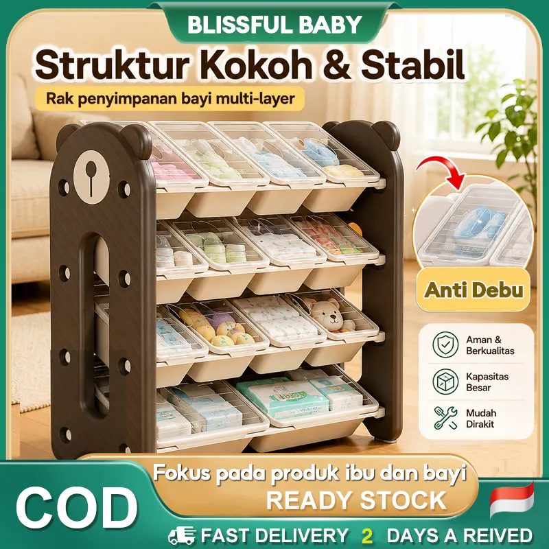 Rak Mainan Rak Penyimpanan Anak Rak Mainan Serbaguna Bayi Mainan dengan Tutup Transparan, Anti Debu Kado