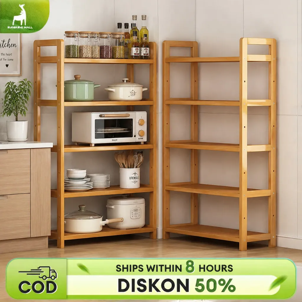 Sunshine Rak Dapur Bambu Rak Susun Dapur Rak Penyimpanan Dapur Rak Bumbu Rak Sudut Dapur