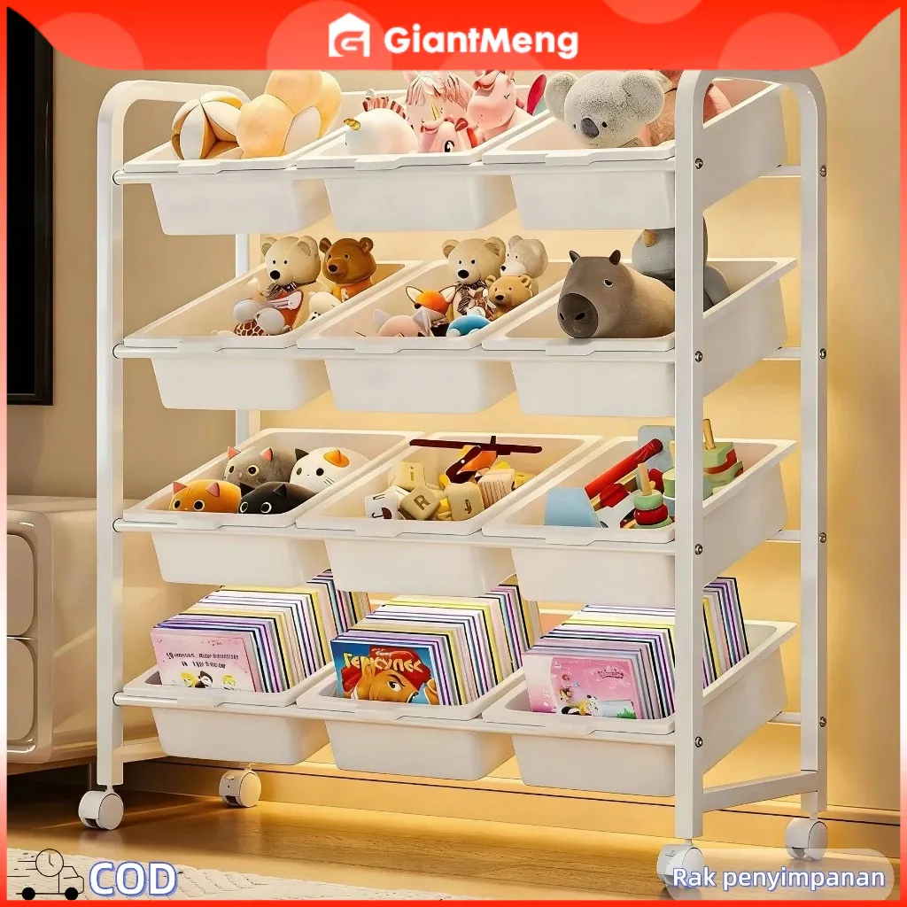 GiantMeng-Rak Penyimpanan Berlapis,Rak Mainan Anak,Rak Display Barang 3-in-1 Bahan Plastik Serbaguna