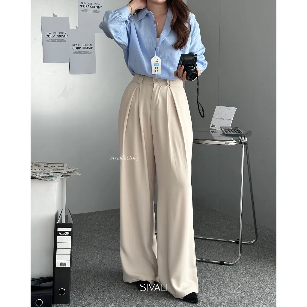 SIVALI ⁠Loui Loose Pants - Highwaist Cullote Polyester - Celana Kulot Panjang Wanita Anti Kusut - Celana Kantor Formal Casual | 6010