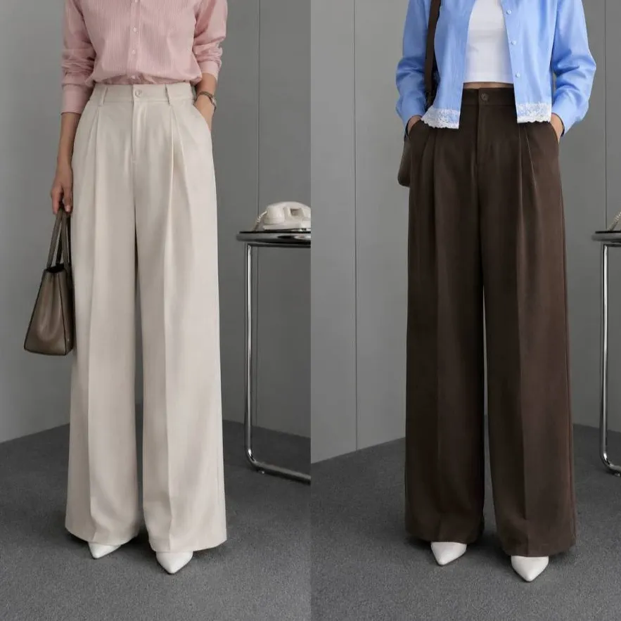 loose pants trousers wanita highwaist - celana kulot kantor anti kusut bahan polyester BY Roliz