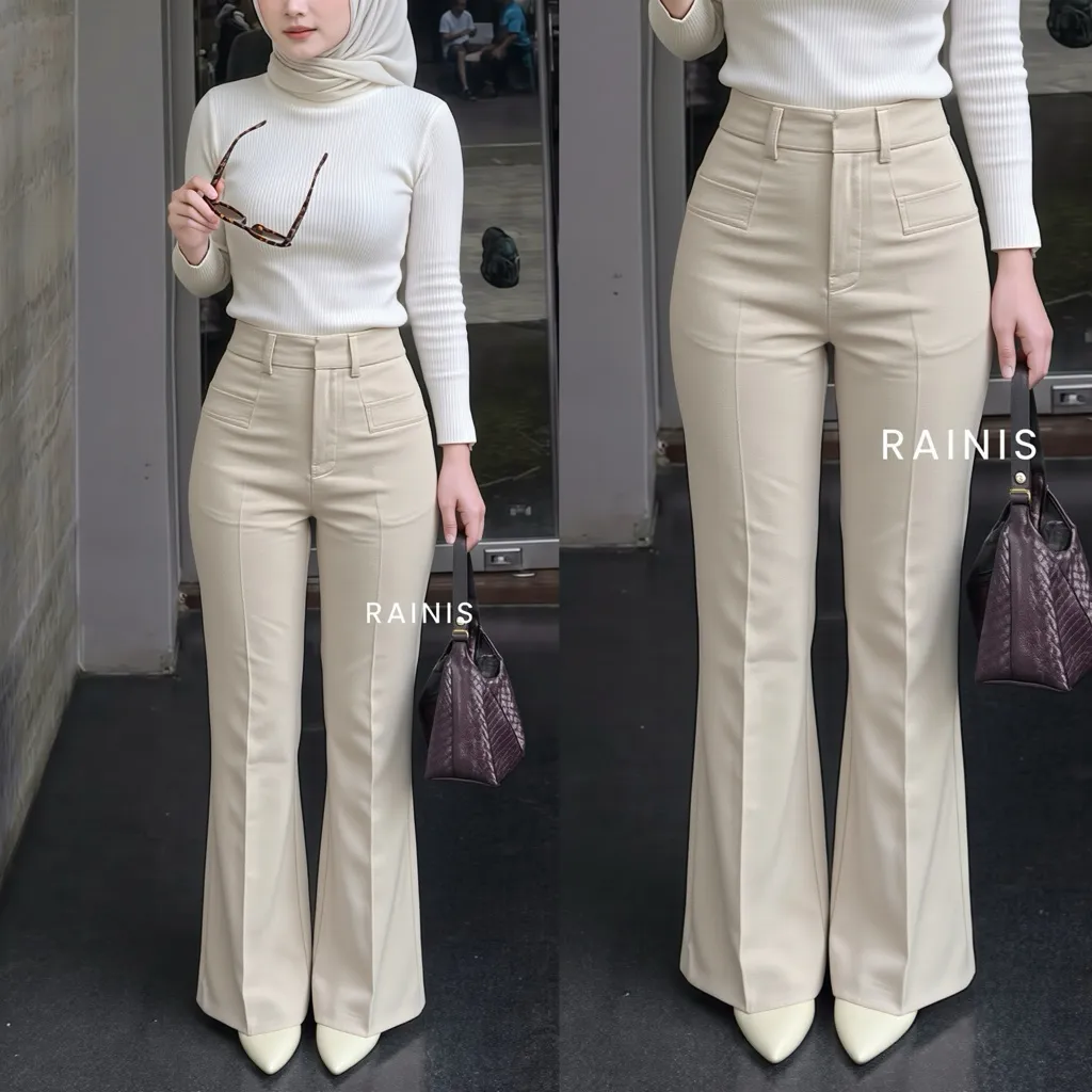 Celana Wanita Cutbray Highwaist Premium Flare Pants Korea Style Office Pants Wanita Auto Jenjang
