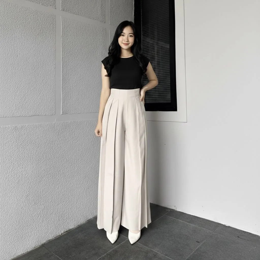 Lavie Pants - Cullote Palazzo Hightwaist Celana Panjang Wanita - Celana Kantor Formal Casual - Celana Panjang Korean Style