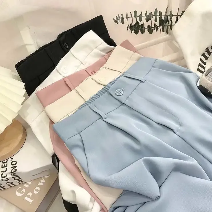 TUKUKLAMBIY Celana Kerja Formal Kulot Wanita Highwaist Loose Pants Korean Style