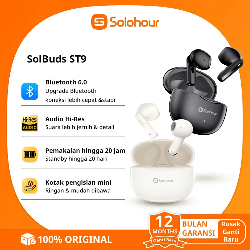 Solohour ST9 TWS Wireless Earphone Airbuds New ST9 Original BT 6.0 True Wireless Headset Bluetooth Earbuds IPX4 WaterProof