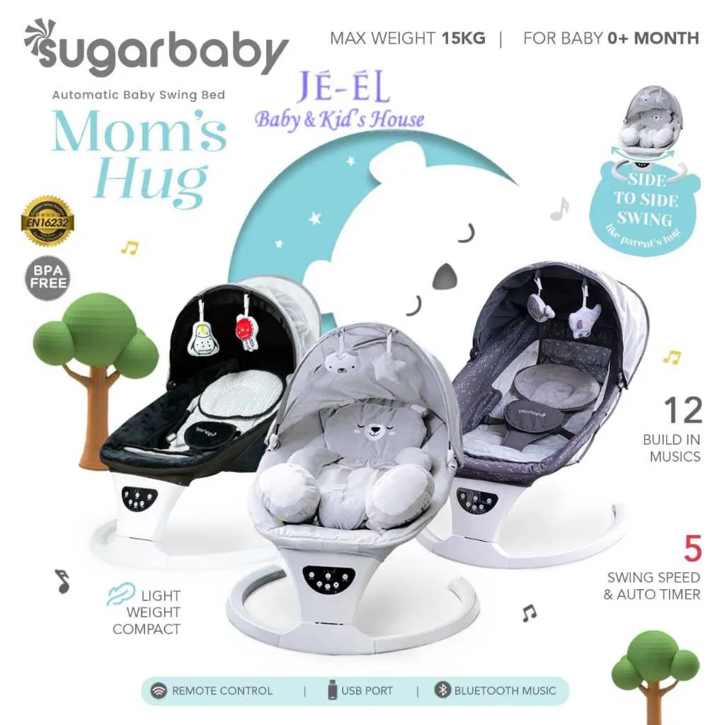 SugarBaby Moms Hug Automatic Baby Swing Bed/ Ayunan Bayi/ Bouncer Bayi
